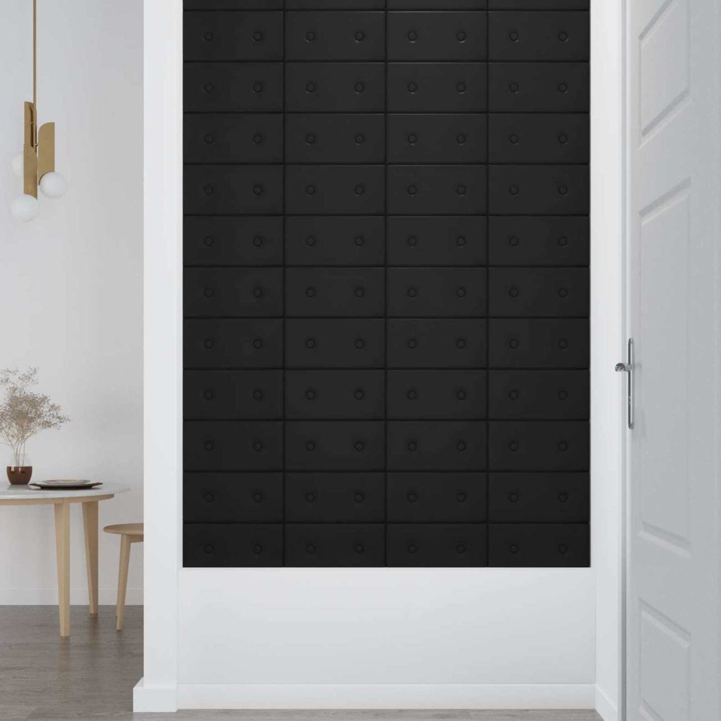 Testiera da Parete 12 pcs Nero 30 x 15 cm Pelle Sintetica
