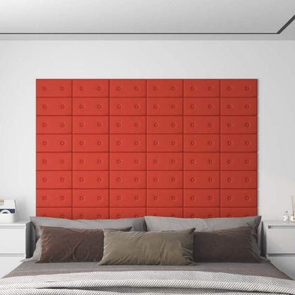Testiera da Parete 12 pcs Rosso 30 x 15 cm Pelle Sintetica | homemem39