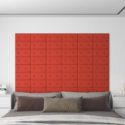 Testiera da Parete 12 pcs Rosso 30 x 15 cm Pelle Sintetica | homemem39