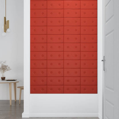 Testiera da Parete 12 pcs Rosso 30 x 15 cm Pelle Sintetica | homemem39