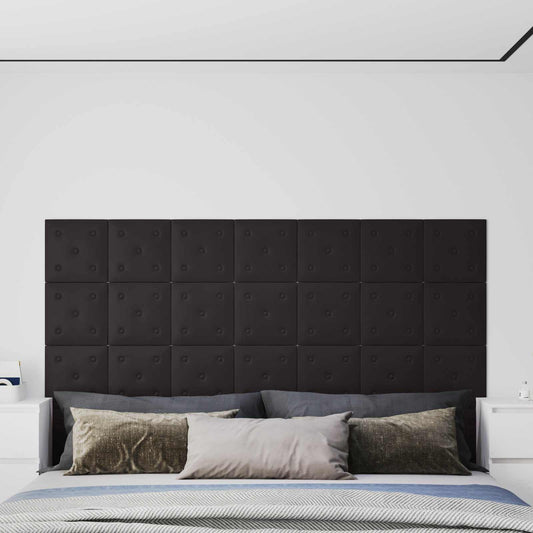 Testiera da Parete 12 pcs Nero 30 x 30 cm Pelle Sintetica