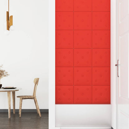Testiera da Parete 12 pcs Rosso 30 x 30 cm Pelle Sintetica | homemem39