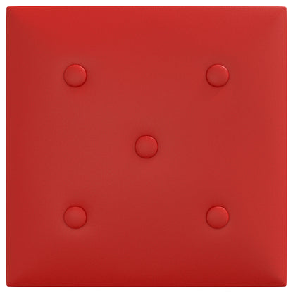 Testiera da Parete 12 pcs Rosso Vino 30 x 30 cm Pelle Sintetica