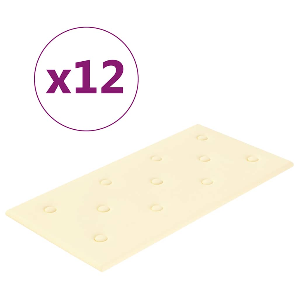 Pannelli Murali 12 pz Crema 60x30 cm Similpelle 2,16 m²
