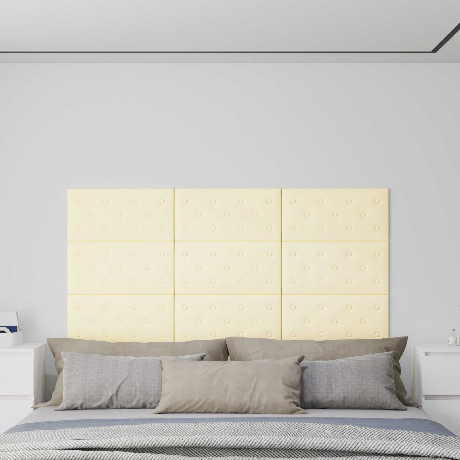 Testiera da Parete 12 pcs Crema 60 x 30 cm Pelle Sintetica | homemem39