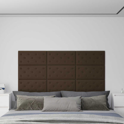 Testiera da Parete 12 pcs Marrone 60 x 30 cm Pelle Sintetica | homemem39