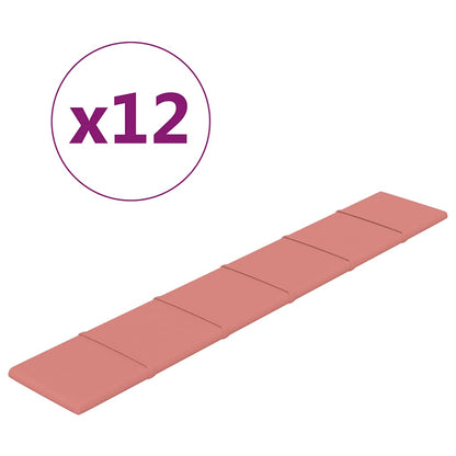 Pannelli Murali 12 pz Rosa 90x15 cm Velluto 1,62 m² - homemem39
