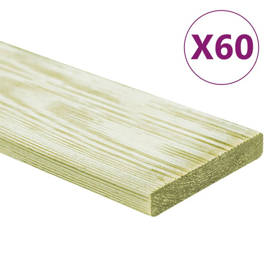 Tavole Pavimento 60 pz 7,2 m² 1m Legno Massello Pino Impregnato