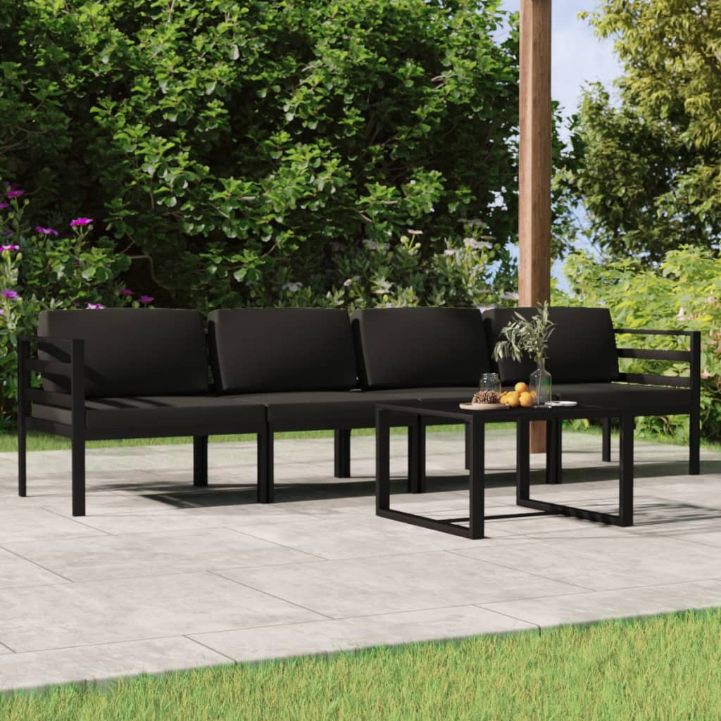 Set Divani da Giardino 5 pz con Cuscini in Alluminio Antracite - homemem39
