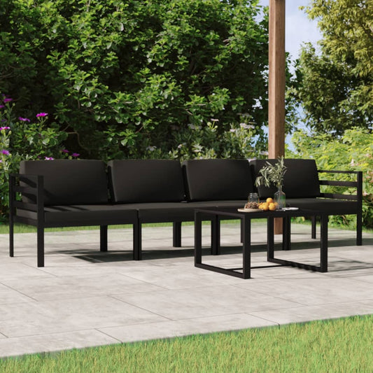 Set Divani da Giardino 5 pz con Cuscini in Alluminio Antracite - homemem39