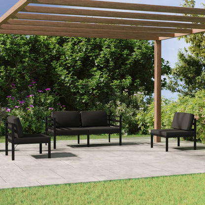 Set Divani da Giardino 4 pz con Cuscini in Alluminio Antracite - homemem39