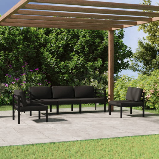 Set Divani da Giardino 5 pz con Cuscini in Alluminio Antracite - homemem39