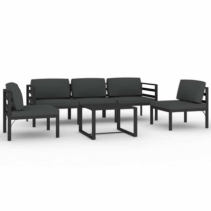 Set Divani da Giardino 6 pz con Cuscini in Alluminio Antracite
