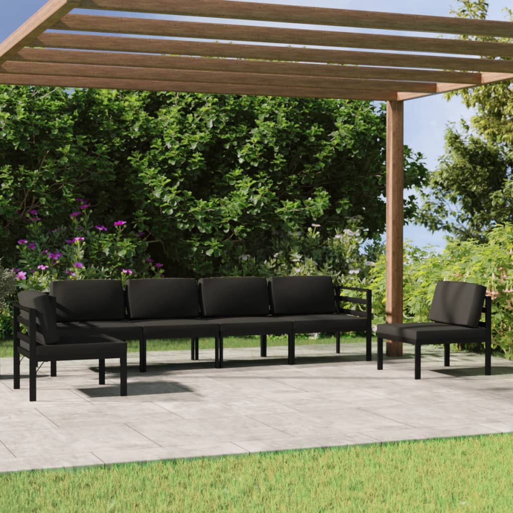 Set Divani da Giardino 6 pz con Cuscini in Alluminio Antracite - homemem39