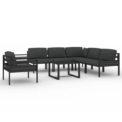 Set Divani da Giardino 7 pz con Cuscini in Alluminio Antracite