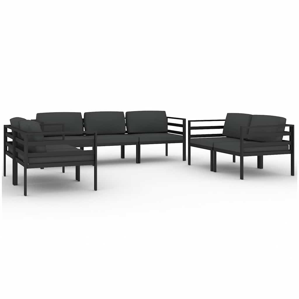 Set Divani da Giardino 7 pz con Cuscini in Alluminio Antracite