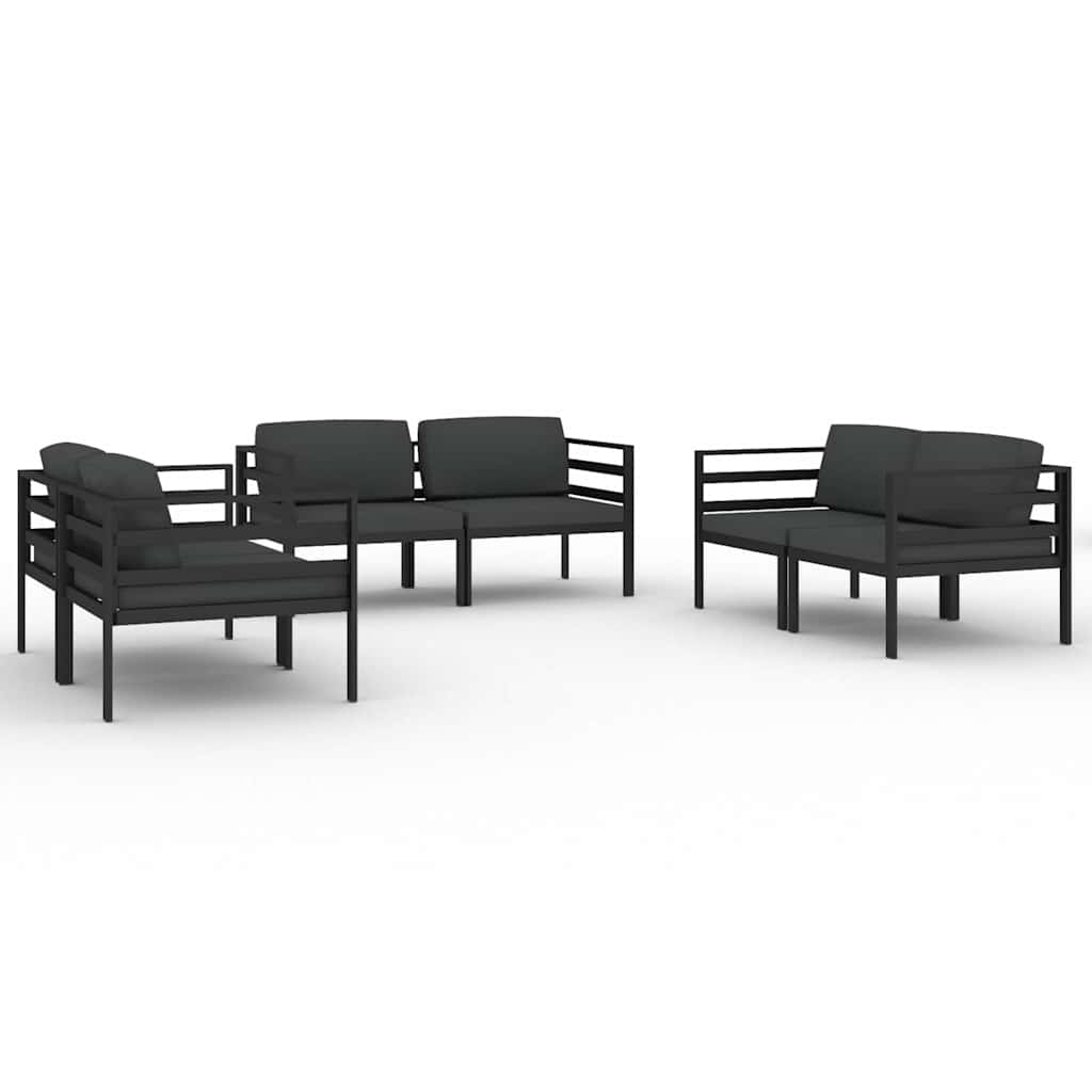 Set Divani da Giardino 6 pz con Cuscini in Alluminio Antracite