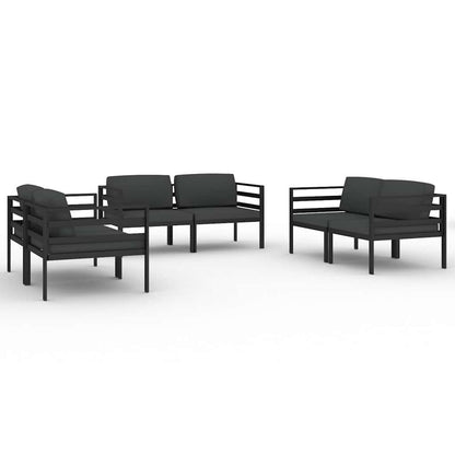 Set Divani da Giardino 6 pz con Cuscini in Alluminio Antracite