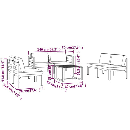 Set Divani da Giardino 7 pz con Cuscini in Alluminio Antracite
