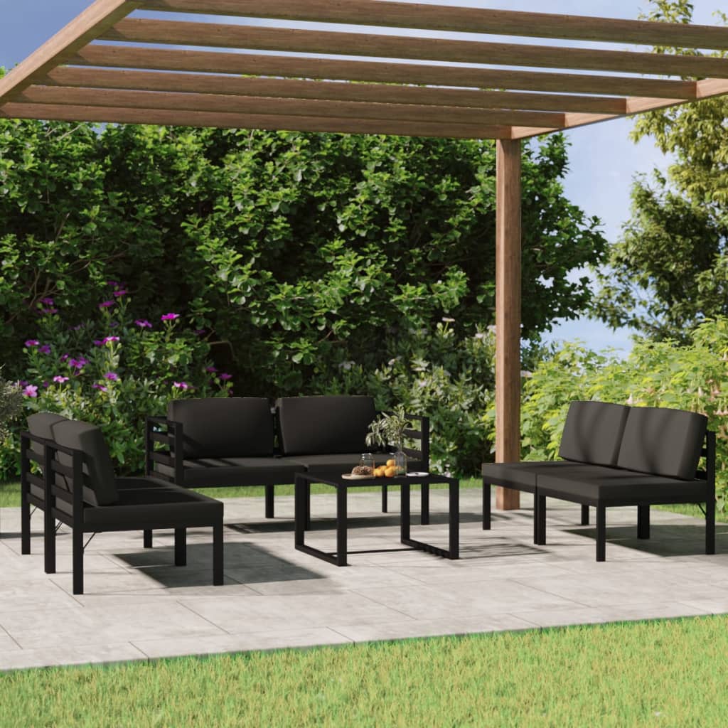 Set Divani da Giardino 7 pz con Cuscini in Alluminio Antracite - homemem39