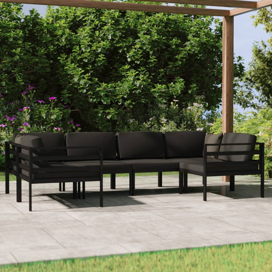 Set Divani da Giardino 6 pz con Cuscini in Alluminio Antracite - homemem39
