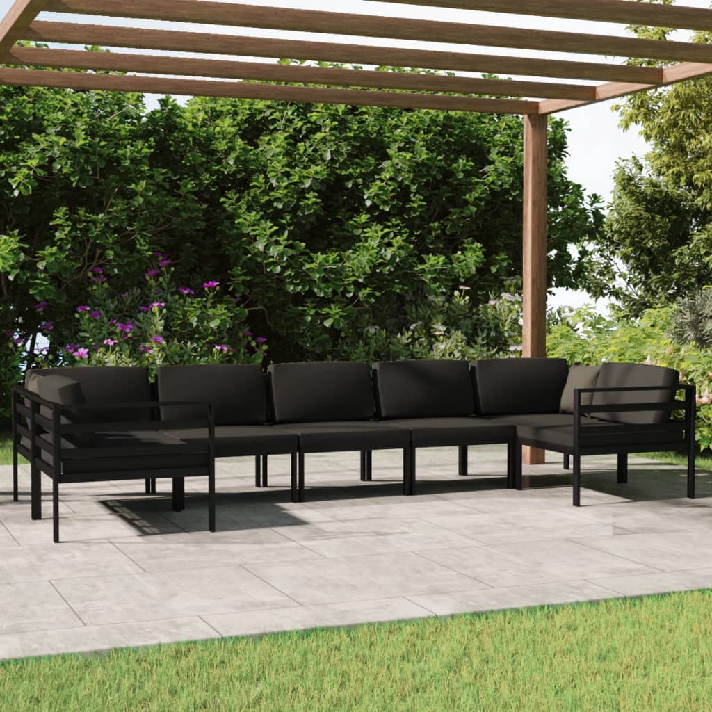 Set Divani da Giardino 7 pz con Cuscini in Alluminio Antracite - homemem39