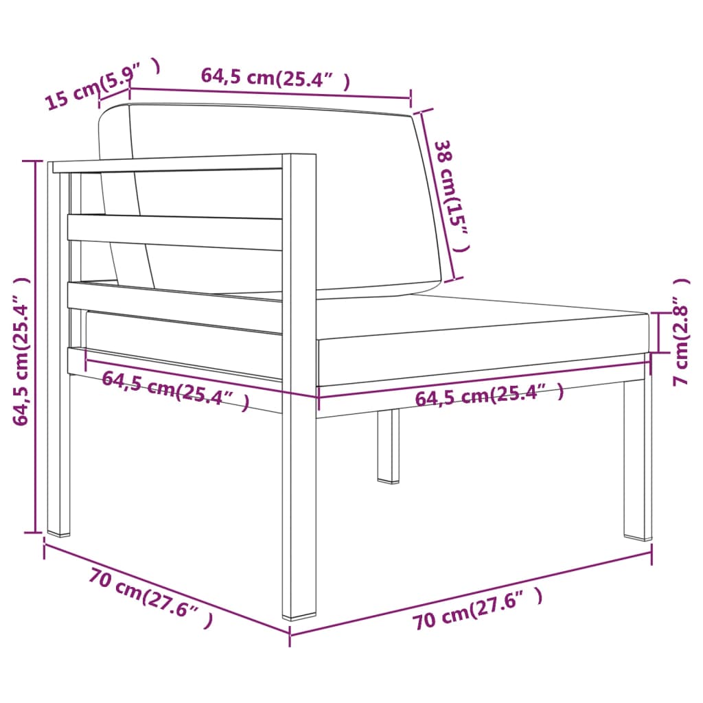 Set Divani da Giardino 9 pz con Cuscini in Alluminio Antracite | homemem39