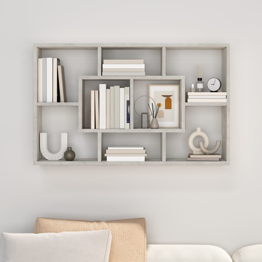 Mensola a Muro Grigio Cemento 85x16x52,5cm in Legno Multistrato - homemem39