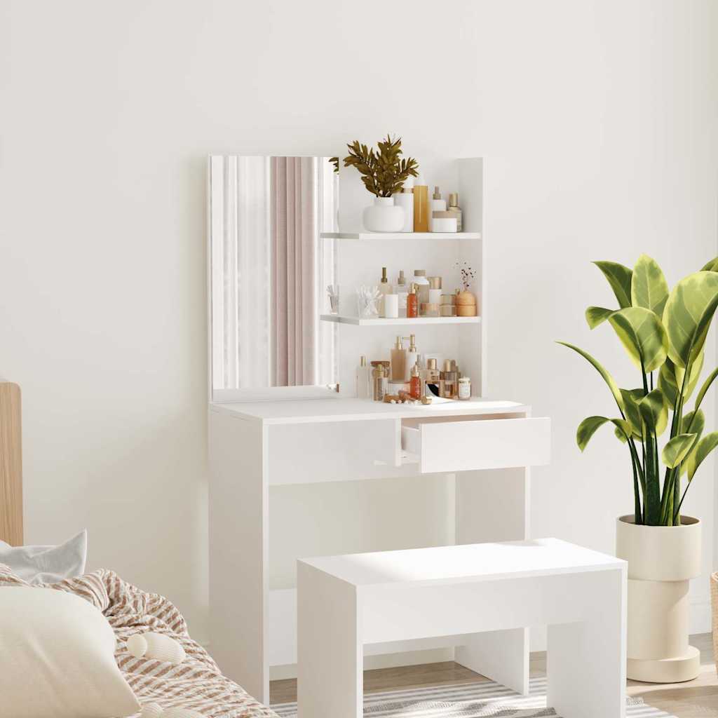 Toeletta con Specchio Bianco 74,5x40x141 cm | homemem39