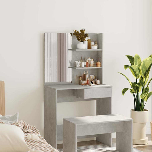 Toeletta con Specchio Grigio Cemento 74,5x40x141 cm | homemem39
