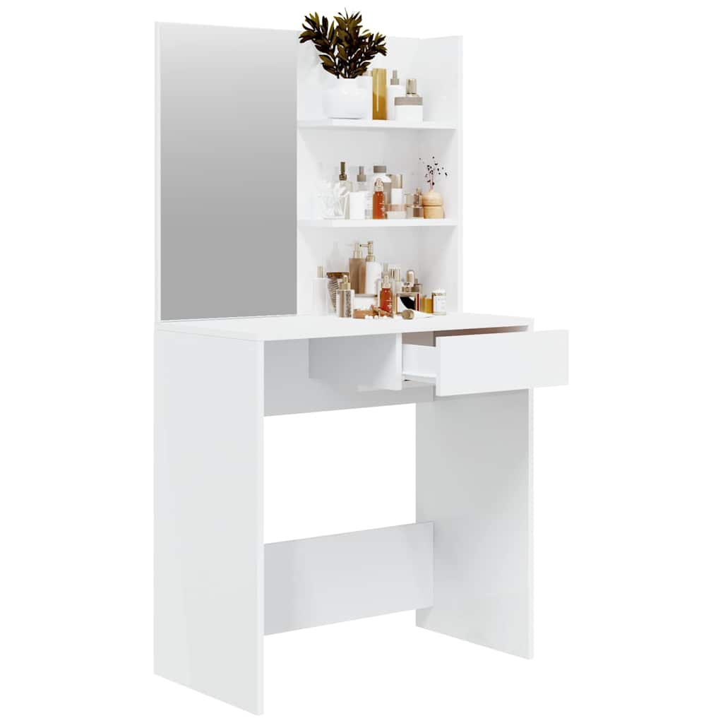 Toeletta con Specchio Bianco lucido 74,5x40x141 cm | homemem39