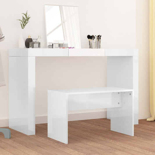 Sgabello da Toeletta Bianco Lucido 70x35x45cm Legno Multistrato - homemem39