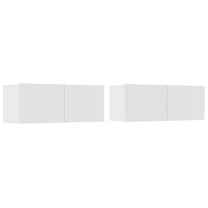 Mobili TV 2 pz Bianchi 80x30x30 cm in Legno Multistrato - homemem39