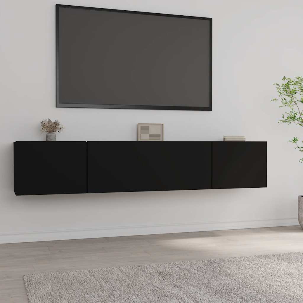 Mobili Porta TV 2 pz Neri 80x30x30 cm in Legno Multistrato - homemem39