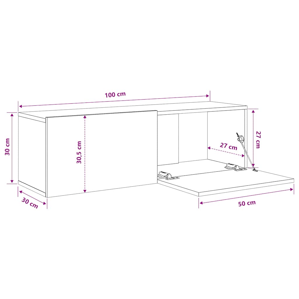 Mobili TV da Parete 2 pz Neri 100x30x30 cm Legno Multistrato | homemem39