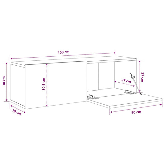 Mobili TV da Parete 2 pz Neri 100x30x30 cm Legno Multistrato | homemem39