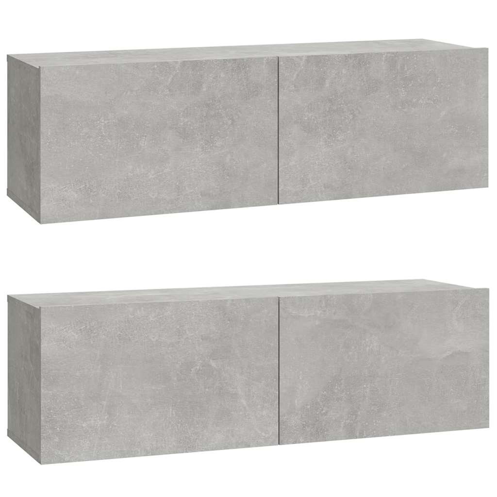 Mobili TV da Parete 2 pz Grigio Cemento 100x30x30 cm in Legno