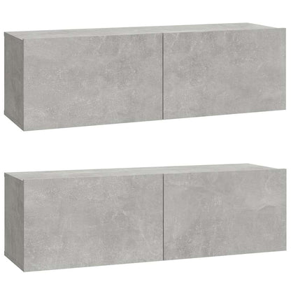 Mobili TV da Parete 2 pz Grigio Cemento 100x30x30 cm in Legno