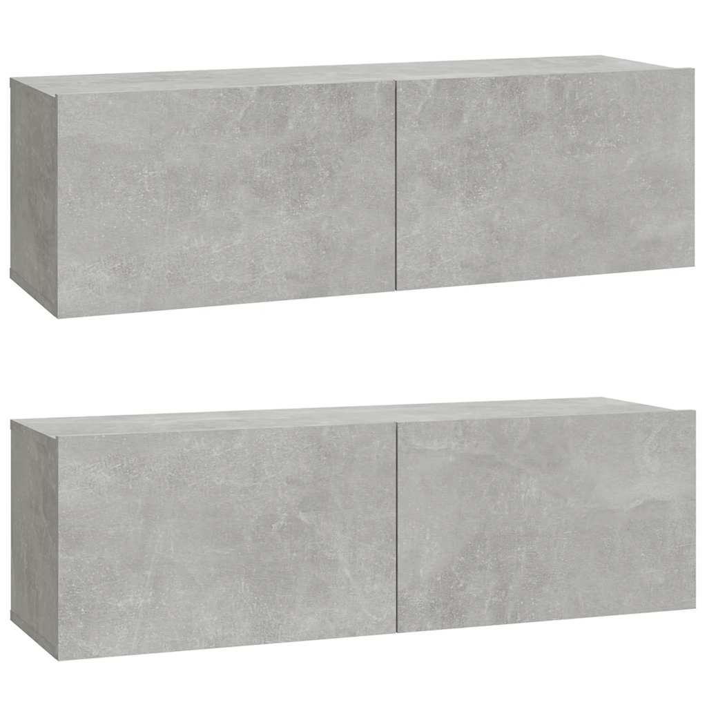 Mobili TV da Parete 2 pz Grigio Cemento 100x30x30 cm in Legno