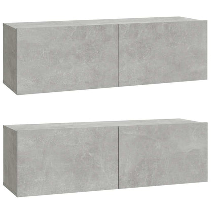 Mobili TV da Parete 2 pz Grigio Cemento 100x30x30 cm in Legno