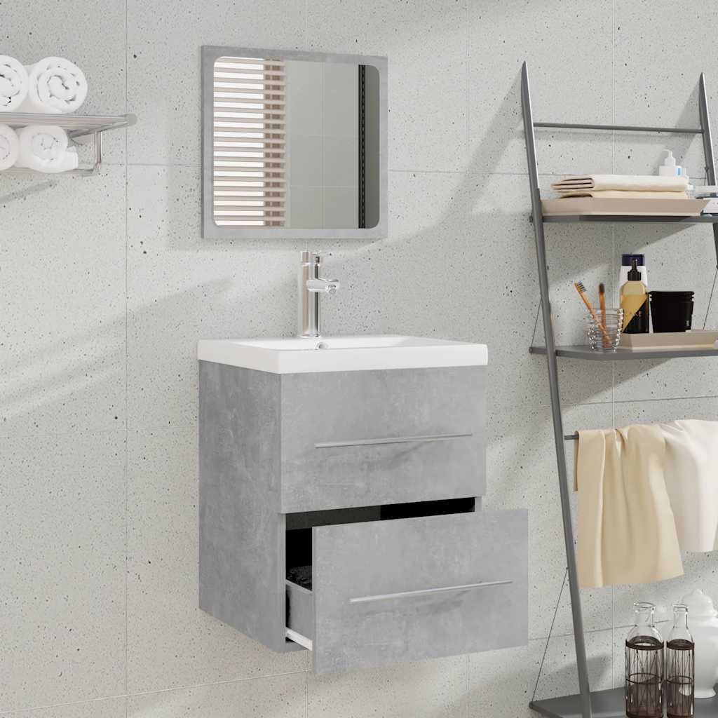 Mobile da Bagno con Specchio Grigio Cemento 41x38,5x48 cm