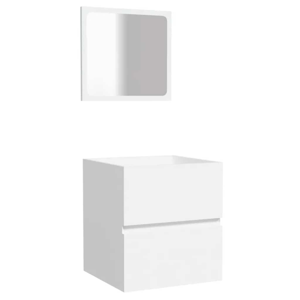 Mobile da Bagno con Specchio Bianco in Legno Multistrato | homemem39