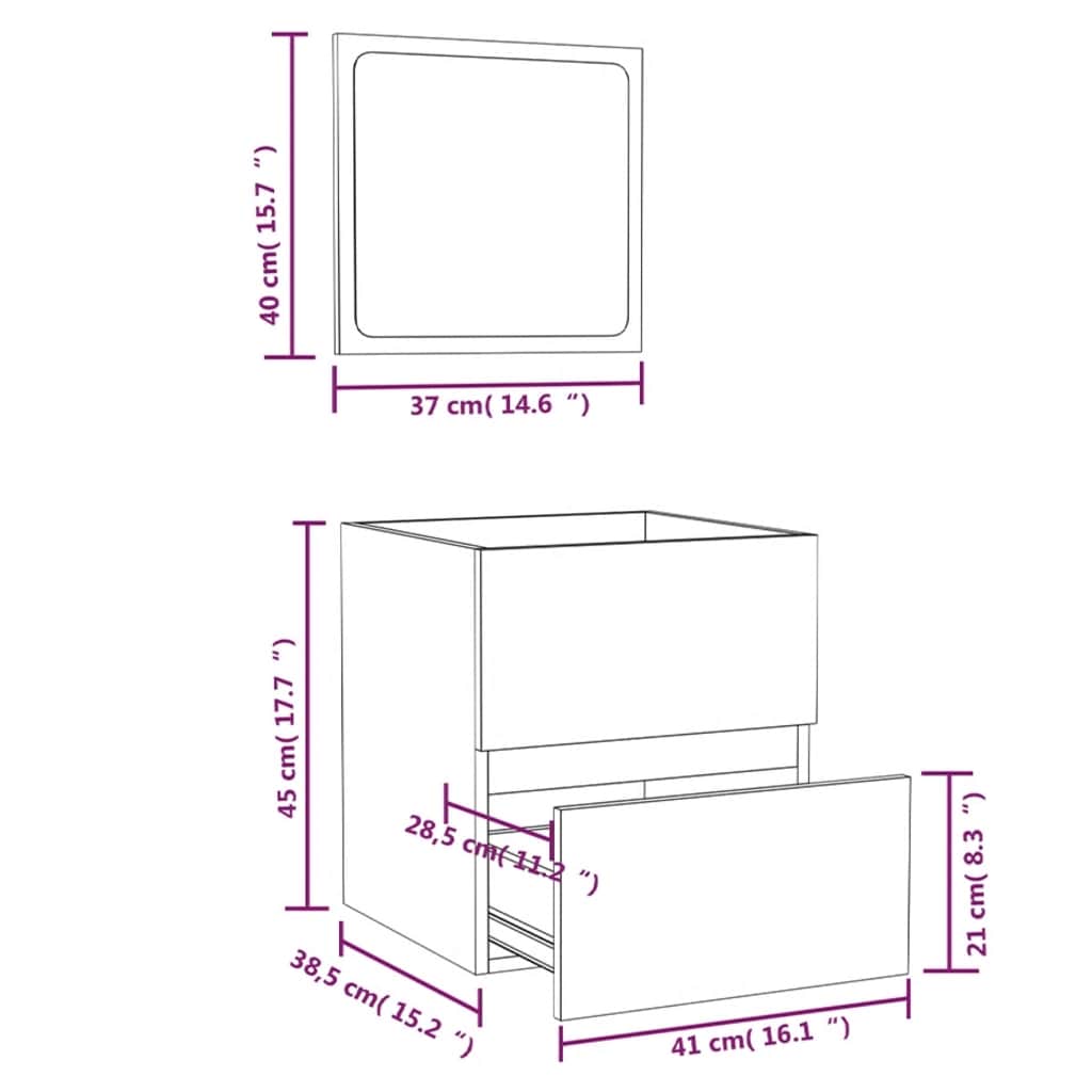 Mobile da Bagno con Specchio Bianco in Legno Multistrato | homemem39