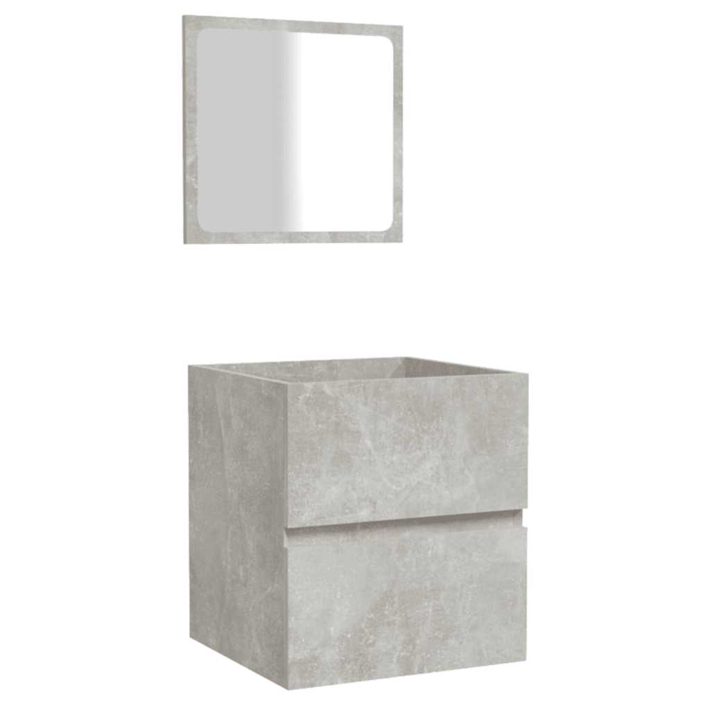 Mobile da Bagno con Specchio Grigio Cemento Legno Multistrato | homemem39