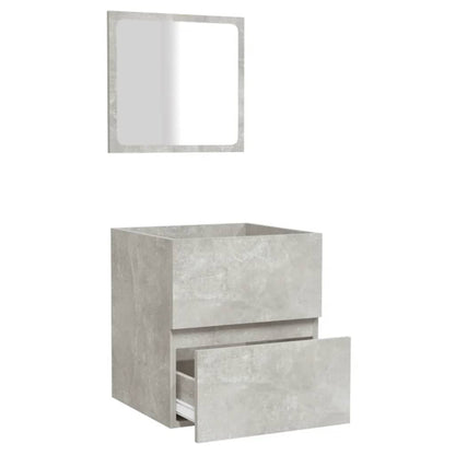 Mobile da Bagno con Specchio Grigio Cemento Legno Multistrato | homemem39