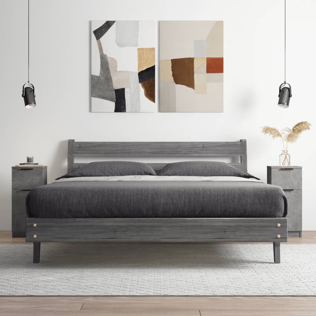 Credenze 2 pz Grigio Cemento 30x30x70 cm in Legno Multistrato - homemem39