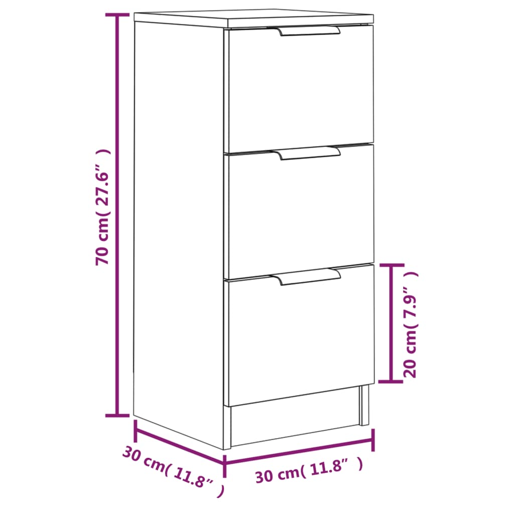 Credenza Nera 30x30x70 cm in Legno Multistrato - homemem39