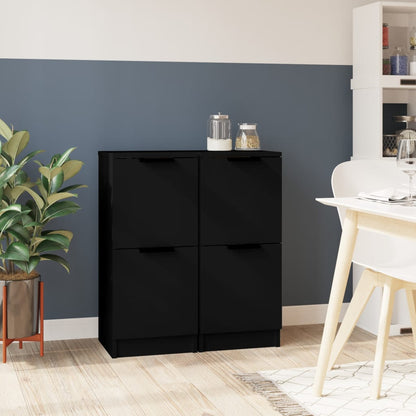 Sideboards 2 pcs Black 30x30x70 cm in Multilayer Wood