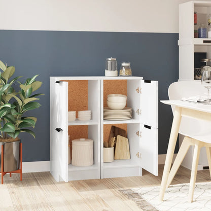 Credenze 2 pz Bianco Lucido 30x30x70 cm in Legno Multistrato - homemem39