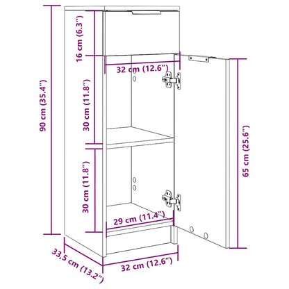 Armadio da Bagno Bianco 32x33,5x90 cm in Legno Multistrato - homemem39